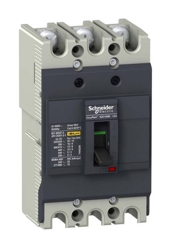 Силовой автомат Schneider Electric Easypact EZC 100, TM-D, 15кА, 3P, 60А