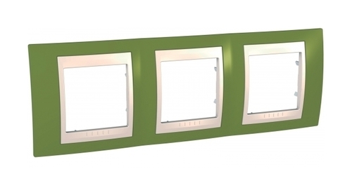Рамка 3 поста Schneider Electric UNICA ХАМЕЛЕОН, горизонтальная, фисташковый