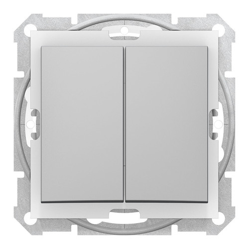 Выключатель 2-клавишный Schneider Electric SEDNA, скрытый монтаж, алюминий