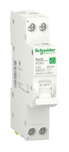 Дифавтомат Schneider Electric Resi9 1P+N 10А ( C ) 6 кА, 30 мА ( AC ), R9D87610