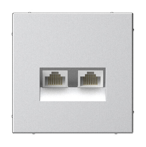 Розетка компьютерная двойная RJ45+RJ45 кат.5е Systeme Electric ARTGALLERY, скрытый монтаж, алюминий