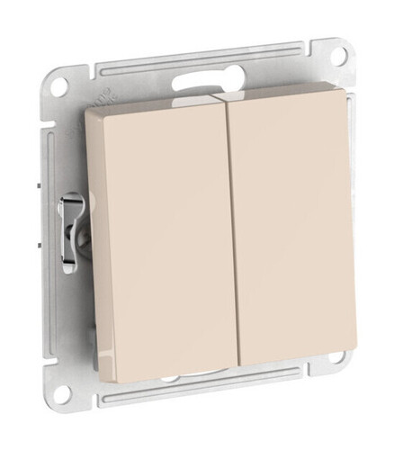 Systeme Electric AtlasDesign Бежевый Переключатель 2-клавишный, сх.6/2, 10АХ, мех., быстрозажим. клем.