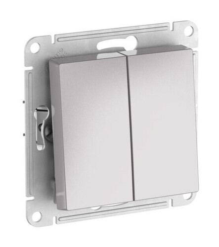 Systeme Electric AtlasDesign Алюминий Переключатель 2-клавишный, сх.6/2, 10АХ, мех., быстрозажим. клем.