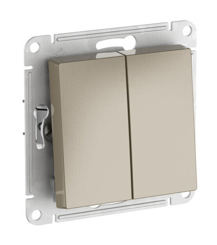 Systeme Electric AtlasDesign Шампань Выключатель 2-клавишный, сх.5, 10АХ, мех., быстрозажим. клем.