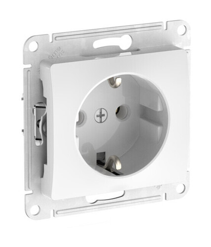 Systeme Electric Glossa Белый Розетка с заземлением, 16А, мех., быстрозажим. клем.