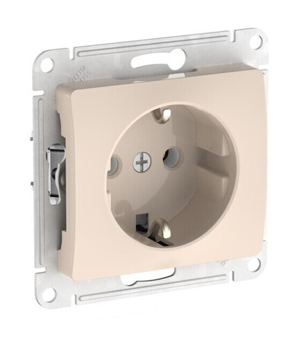 Systeme Electric Glossa Бежевый Розетка с заземлением, 16А, мех., быстрозажим. клем.