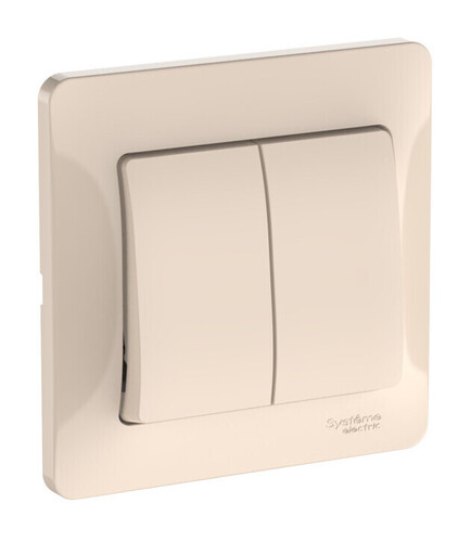Systeme Electric Glossa Бежевый Выключатель 2-клавишный, сх.5, 10АХ, в сборе, быстрозажим. клем.