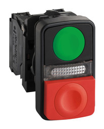 Кнопка двойная Harmony 22 мм, 120В, IP66, Красный + зеленый