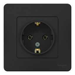Розетка Systeme Electric BLANCA, скрытый монтаж, с заземлением, антрацит, BLNRS001016