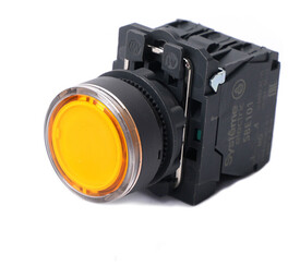 Кнопка SB5 с подсвет в сборе модуль 22мм желтая пластик 230-240ВAC 1НО+1НЗ