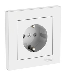 Systeme Electric AtlasDesign Белый Розетка с заземлением со шторками, 16А, в сборе, быстрозажим. клем.