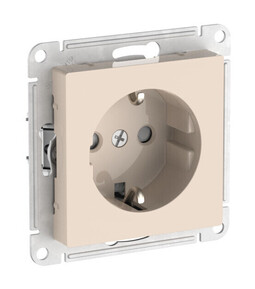 Systeme Electric AtlasDesign Бежевый Розетка с заземлением со шторками, 16А, мех., быстрозажим. клем.