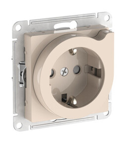 Systeme Electric AtlasDesign Бежевый Розетка с заземлением со шторками с выталк., 16А,мех., быстрозажим. клем.