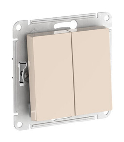 Systeme Electric AtlasDesign Бежевый Переключатель 2-клавишный, сх.6/2, 10АХ, мех., быстрозажим. клем.