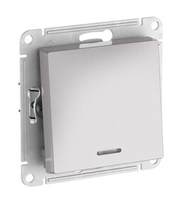 Systeme Electric AtlasDesign Алюминий Выключатель 1-клавишный с подсвет.,сх.1а, 10АХ, мех., быстрозажим. клем.