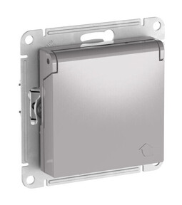 Systeme Electric AtlasDesign Алюминий Розетка с заземл. со шторк. с крышкой, 16А,IP20, мех., быстрозажим. клем.