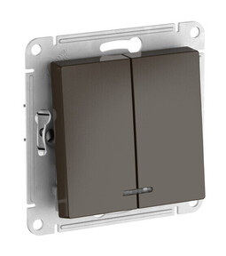 Systeme Electric AtlasDesign Мокко Выключатель 2-клавишный с подсвет.,сх.5а, 10АХ, мех., быстрозажим. клем.