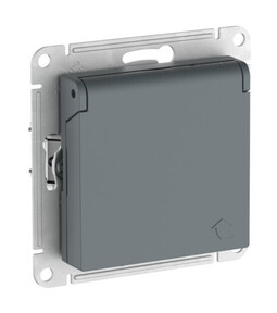 Systeme Electric AtlasDesign Грифель Розетка с заземл. со шторк. с крышкой, 16А,IP20,мех., быстрозажим. клем.