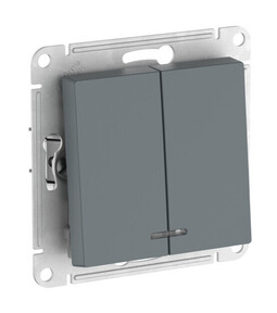 Systeme Electric AtlasDesign Грифель Выключатель 2-клавишный с подсвет.,сх.5а, 10АХ, мех., быстрозажим. клем.