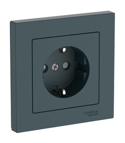 Systeme Electric AtlasDesign Изумруд Розетка с заземлением со шторками, 16А, в сборе, быстрозажим. клем.