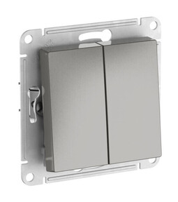 Systeme Electric AtlasDesign Сталь Выключатель 2-клавишный, сх.5, 10АХ, мех., быстрозажим. клем.