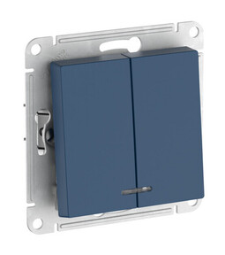 Systeme Electric AtlasDesign Аквамарин Выключатель 2-клавишный с подсвет.,сх.5а, 10АХ,мех., быстрозажим. клем.