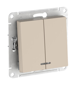 Systeme Electric AtlasDesign Песочный Выключатель 2-клавишный с подсвет.,сх.5а, 10АХ,мех., быстрозажим. клем.