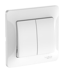 Systeme Electric Glossa Белый Выключатель 2-клавишный, сх.5, 10АХ, в сборе, быстрозажим. клем.