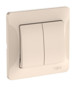 Systeme Electric Glossa Бежевый Выключатель 2-клавишный, сх.5, 10АХ, в сборе, быстрозажим. клем.
